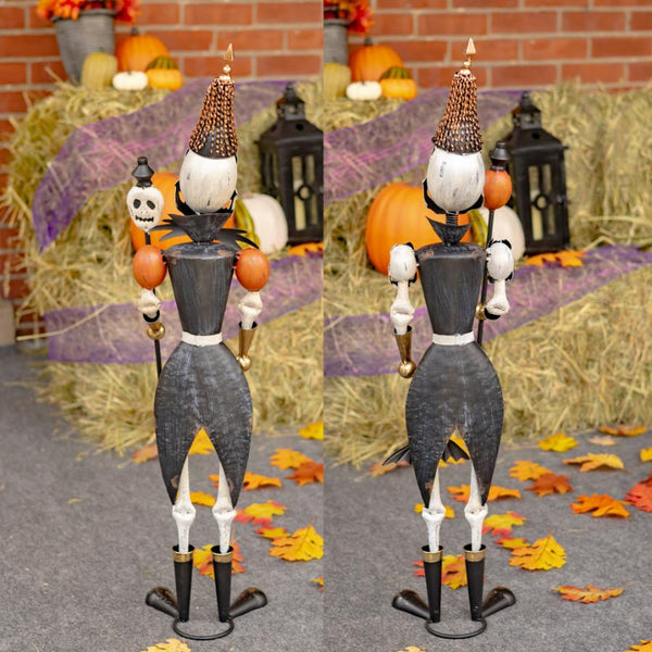 Set of 2 Small Halloween Skeleton Soldiers Holding Staves 36" Tall