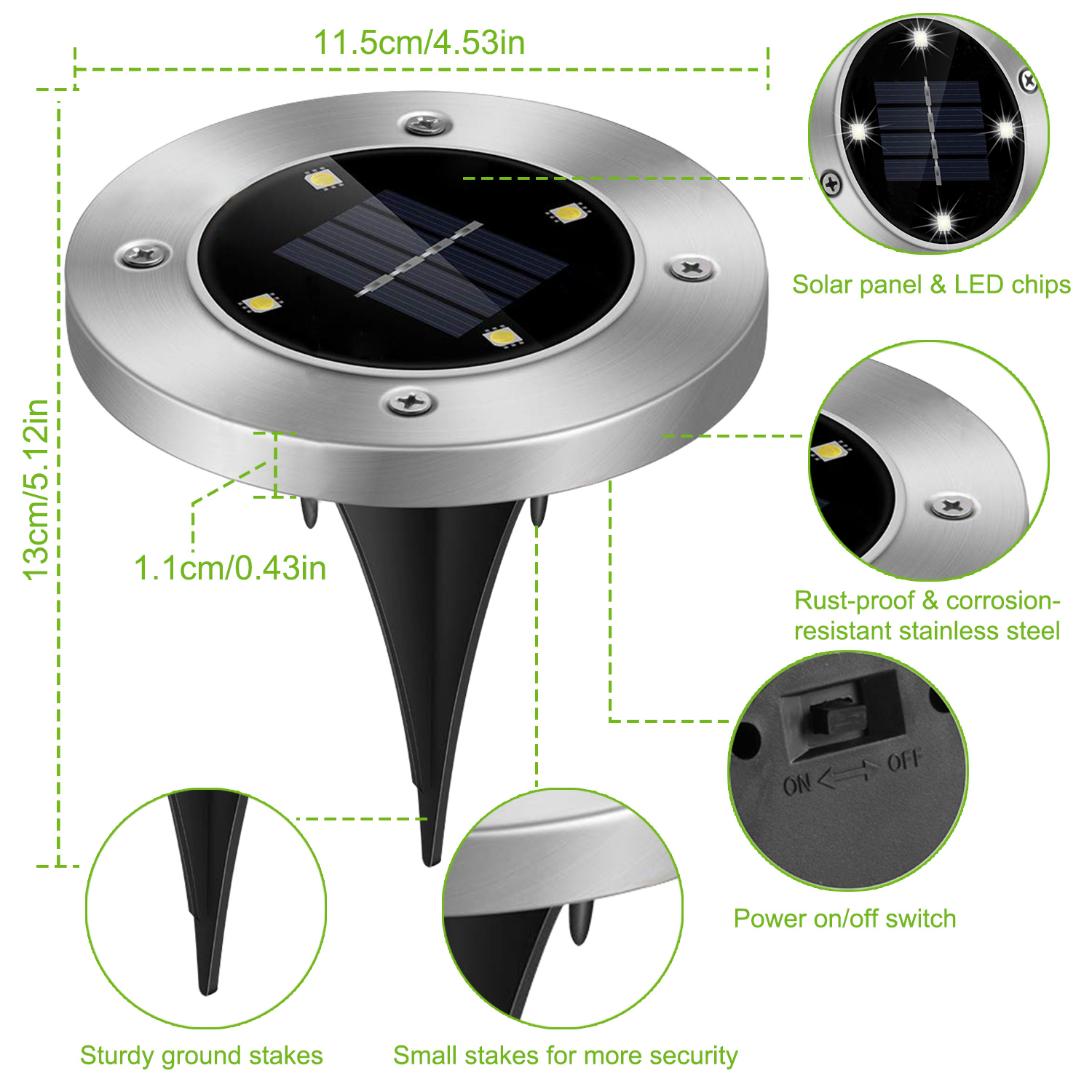 Python Pack Ground Light 4 Pack Solar Ground Light Waterproof In-Ground Path Deck Lawn Patio Li ...