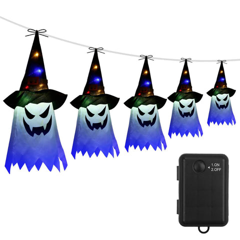 Halloween Ghost Witch Hat Hanging Light Lantern Outdoor String Decorative Light Patio