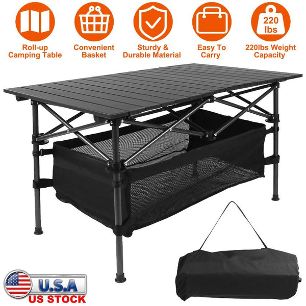 Folding Camping Table Portable Lightweight Aluminum Roll-up Picnic