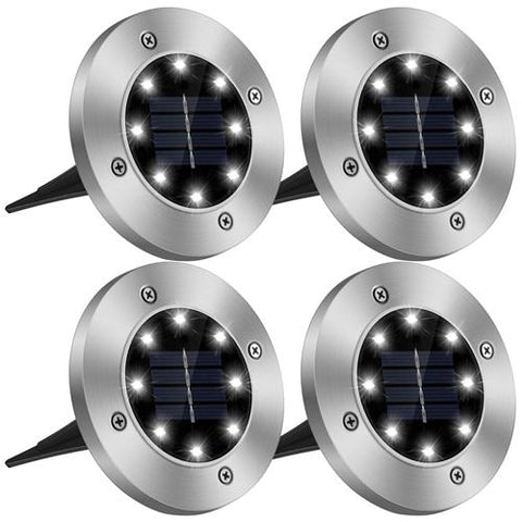 4 Pack Solar Powered Ground Light Outdoor Waterproof In-Ground Stake Path Lamps