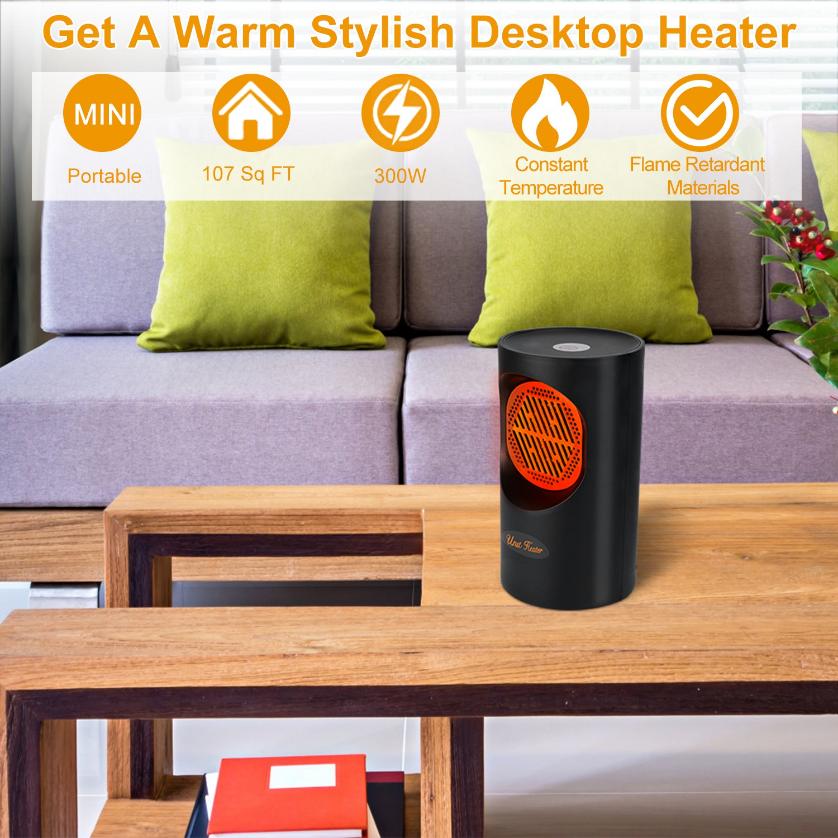 300W Mini Heating Unit Portable Electric Small Heater Fan Portable Flo ...