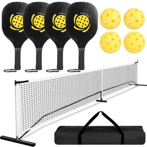 Portable Pickleball Net Set 22ft Regulation Size Pickle Ball System with 4 Balls 4 Paddles