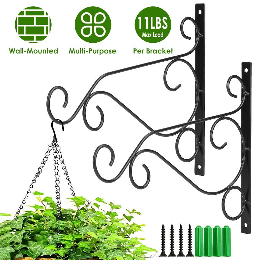 plant hanger with bracket LakeForest Iron Plant Hanging Bracket Plant Hanger Wall Hooks in Black