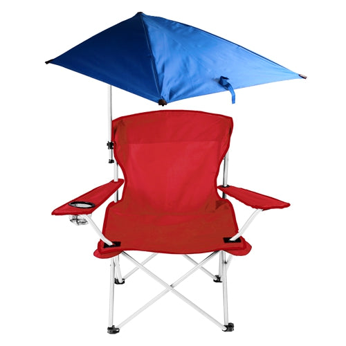 Camping Chairs With Canopy Shade & Cup Holder Portable Outdoor Folding Chair Red