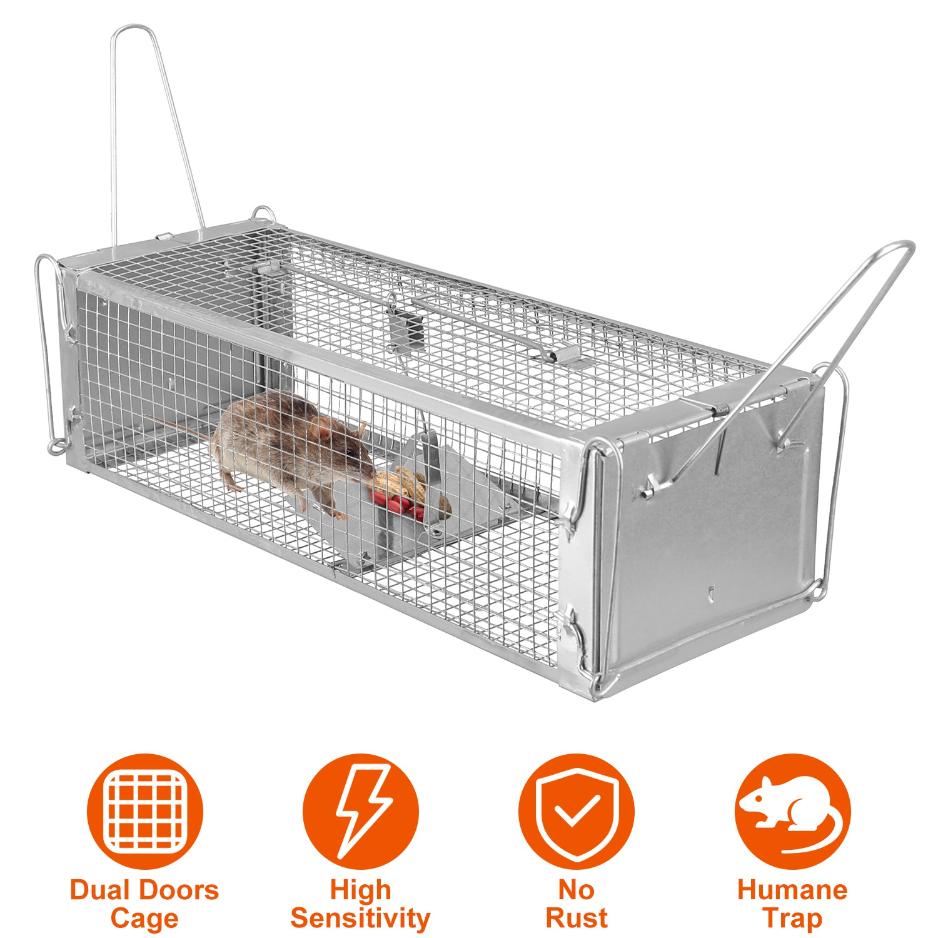 Mehs Mouse Humane Dual Door Rat Trap Cage Live Rodent Metal Mesh Mice Mouse Contr ...