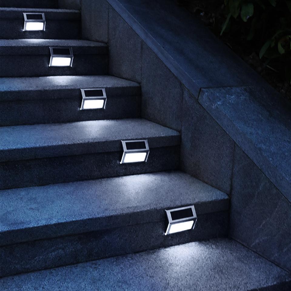 6 Pack Solar Step Lights Outdoor Deck Lights LED Fence Lamps Outside G ...
