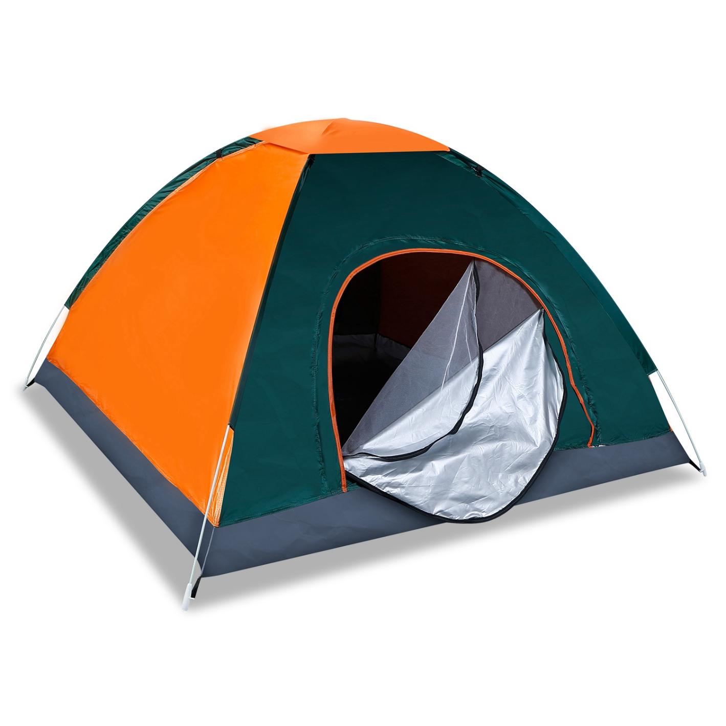 pop up waterproof tents Pop-up Tent for 3-4 People with 2 Net Doors and Carrying Bag Orange