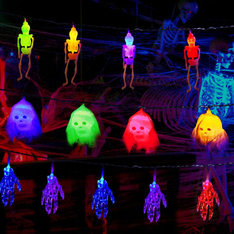 3Pcs String Lights Halloween Light Decorations 24ft Halloween Colorful 3D Skeleton Ghost