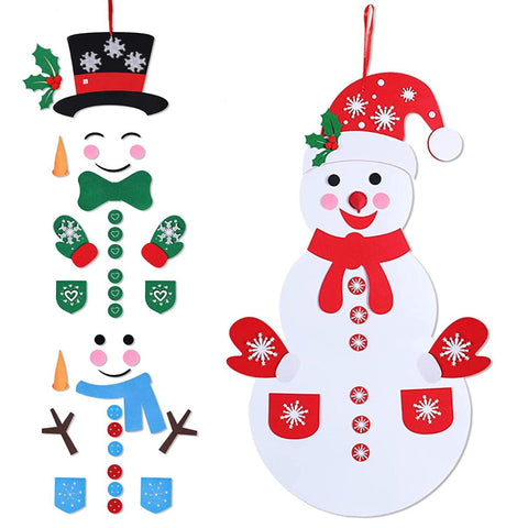 Felt Christmas Snowman Set DIY Hanging Decoration Kit 54Pcs Detachable Ornaments