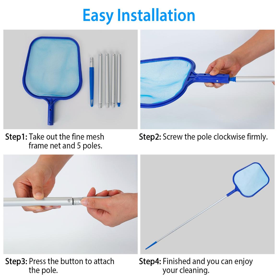Swinging Pool Skimmer Cleaner Mesh Net Leaf Cleaning Scoop Pool Leaf R ...