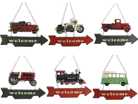 Vintage Automobile Iron Hanging WELCOME Signs Americana Style
