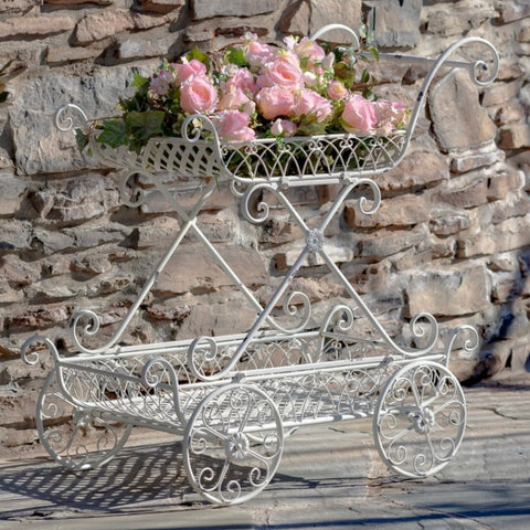 Flower Push Cart Two Tier Iron Odesa 1794 Plant Display Stand