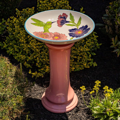 Porcelain Birdbath with Hand Painted Basin Garden Ornament