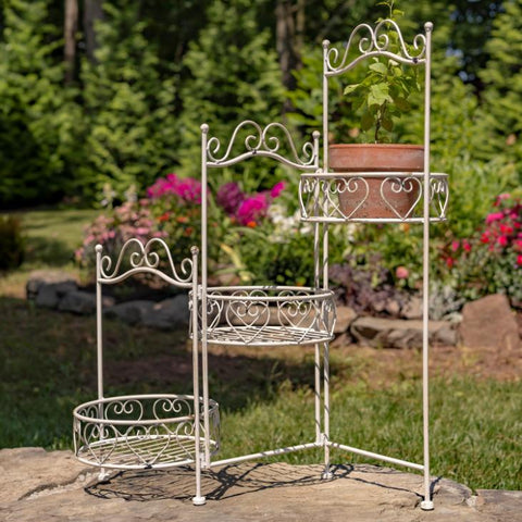 Three-Basket Iron Trifold Plant Stand "Medellín 1972" 32.5" Tall