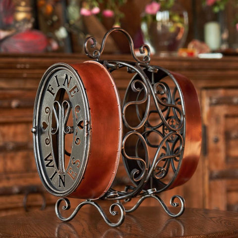 Barrel-Shaped Wine Bottle Rack with Handle
