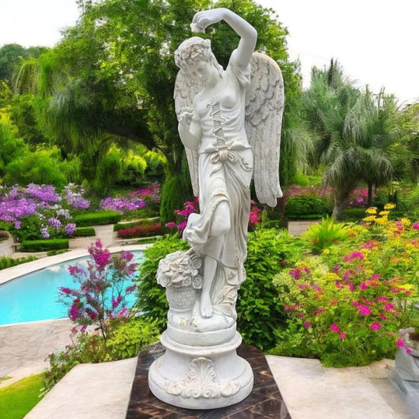 Magnesium Angel Garden Statues in Antique Grey
