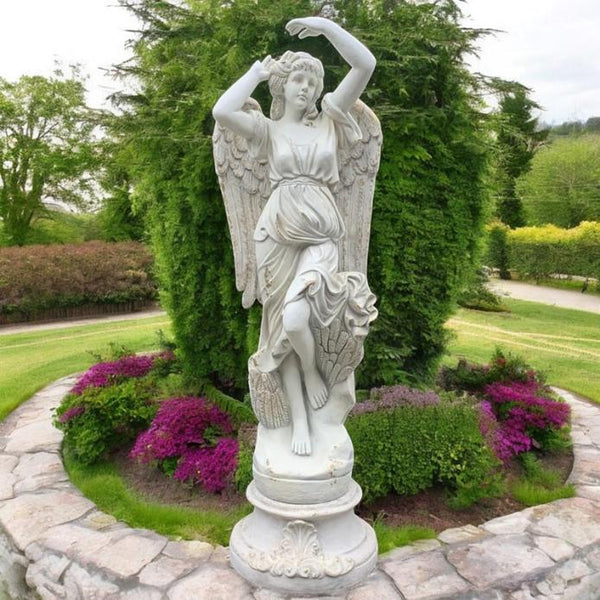 Magnesium Angel Garden Statues in Antique Grey