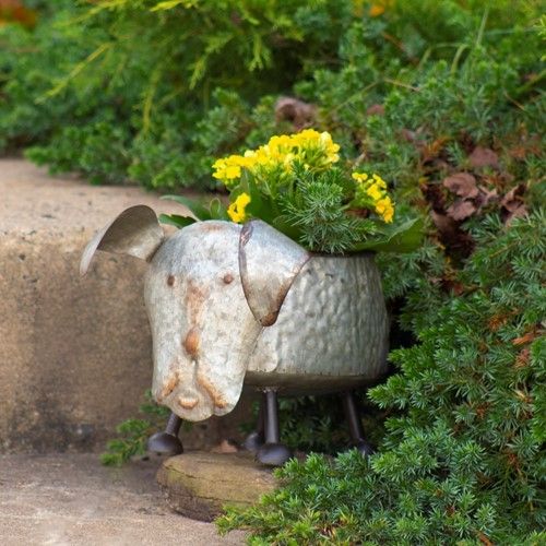 large animal planter pots Galvanized Animal Planter Sheep Pig Horse Dog Cow Cat