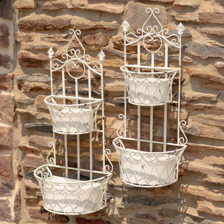 wall basket planter indoor Set of 2 Dual Wall Hanging Planters with Removable Baskets in Cobalt Blue