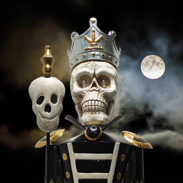 Set of 2 Standing Silver Ancient Skeleton Sentry Soldiers Halloween