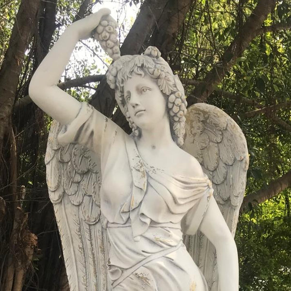 Magnesium Angel Garden Statues in Antique Grey