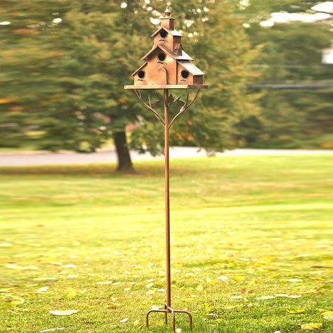 Church Steeple Large Iron Birdhouse Stake Antique Copper Finish