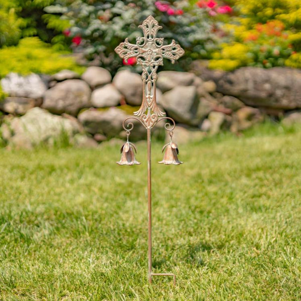 Set of 3 Iron Cross Garden Stakes Anael, Cael, & Raphael
