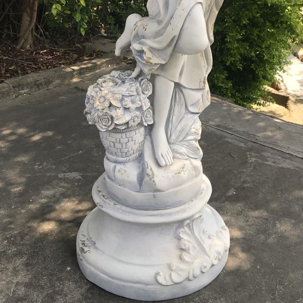 Magnesium Angel Garden Statues in Antique Grey