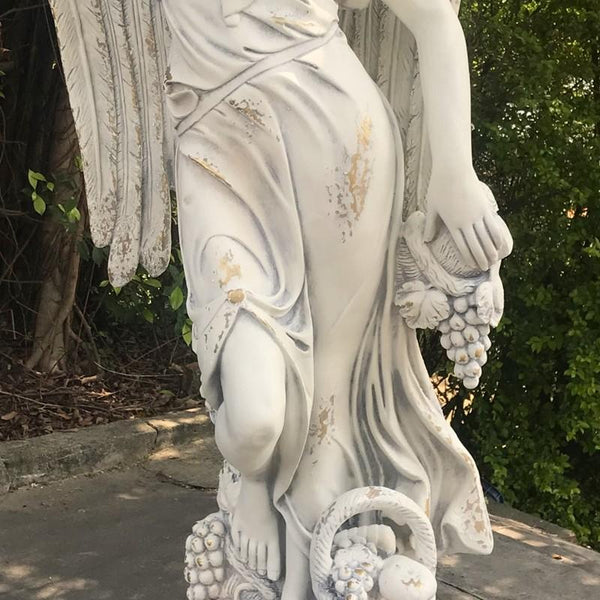 Magnesium Angel Garden Statues in Antique Grey