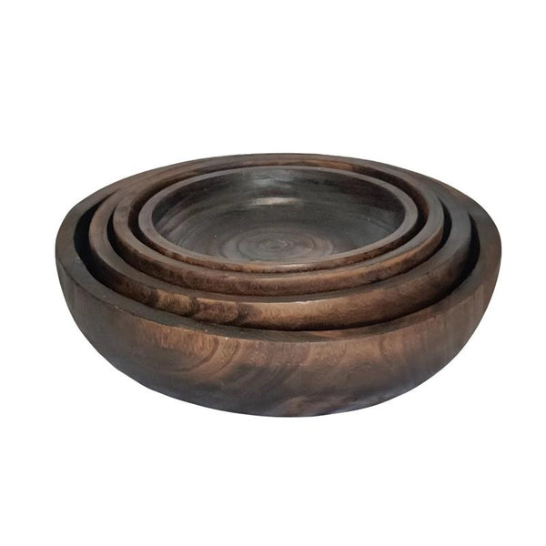 Set of 4 Assorted Rectangular Wooden Serving Trays Bowls