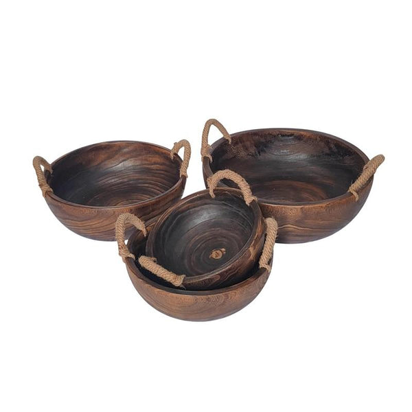 Set of 4 Assorted Rectangular Wooden Serving Trays Bowls