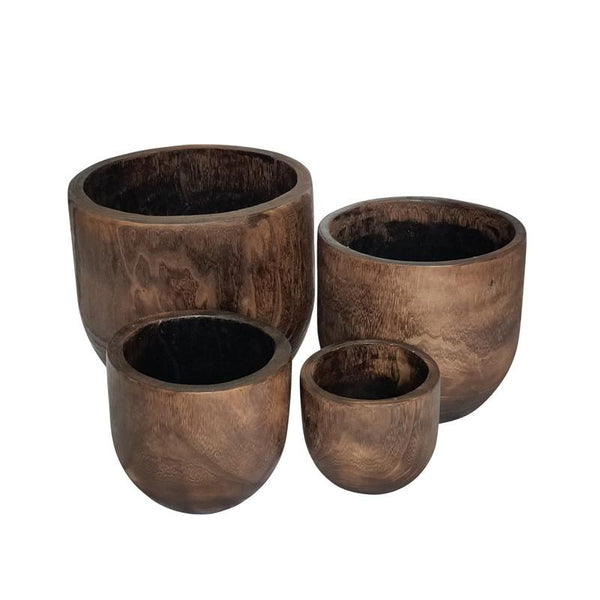 Set of 4 Assorted Round Wooden Decorative Nesting Bowls