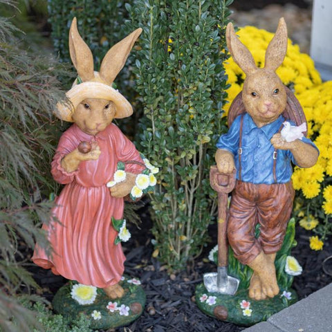 Rabbit Garden Statues 25" Tall Magnesium