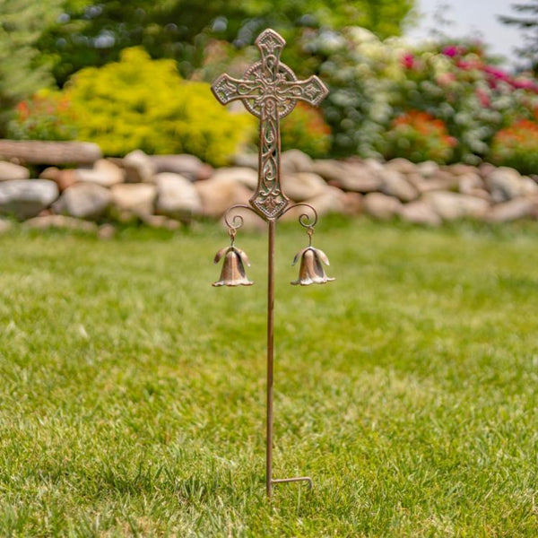 Set of 3 Iron Cross Garden Stakes Anael, Cael, & Raphael