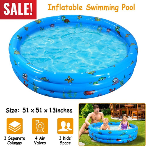 Inflatable Swimming Pool Blow Up Family Pool For 3 Kids Swim Ball Backyard Mini Pool