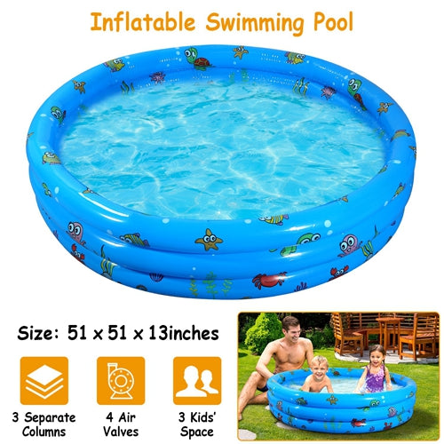 Inflatable Swimming Pool Blow Up Family Pool For 3 Kids Swim Ball Backyard Mini Pool