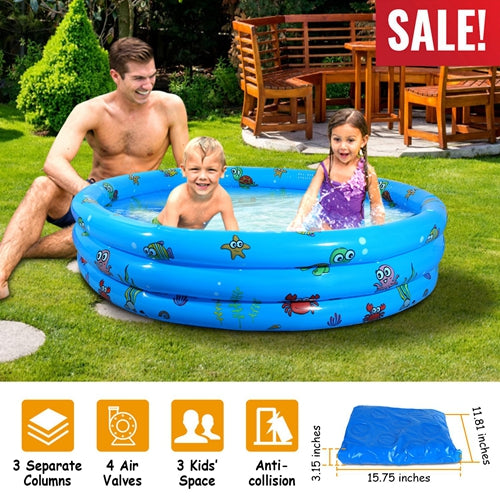 Inflatable Swimming Pool Blow Up Family Pool For 3 Kids Swim Ball Backyard Mini Pool