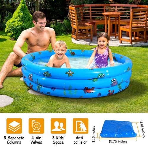 Inflatable Swimming Pool Blow Up Family Pool For 3 Kids Swim Ball Backyard Mini Pool