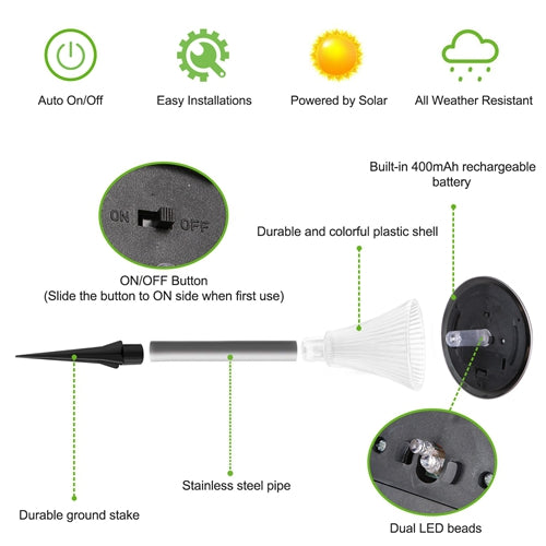 Solar Garden Lights Outdoor IP44 Waterproof Pathway Lights Color Changing Lamps
