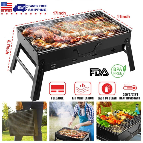 Portable BBQ Grill Foldable Charcoal Grill Lightweight Smoker