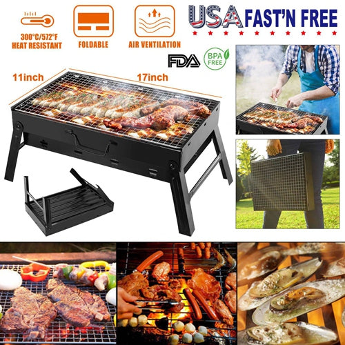 Portable BBQ Grill Foldable Charcoal Grill Lightweight Smoker