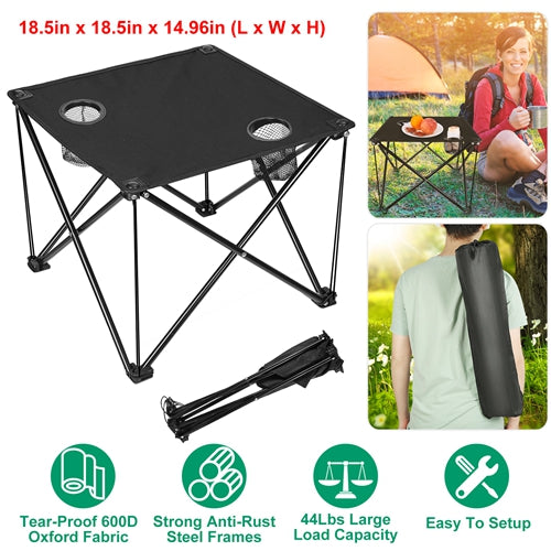 Foldable Travel Camping Table Portable Table Lightweight with Cup Holder & Carrying Bag