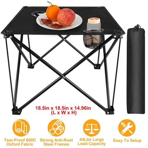Foldable Travel Camping Table Portable Table Lightweight with Cup Holder & Carrying Bag