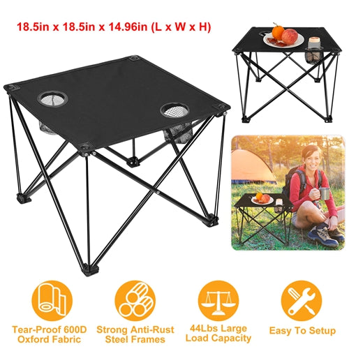 Foldable Travel Camping Table Portable Table Lightweight with Cup Holder & Carrying Bag