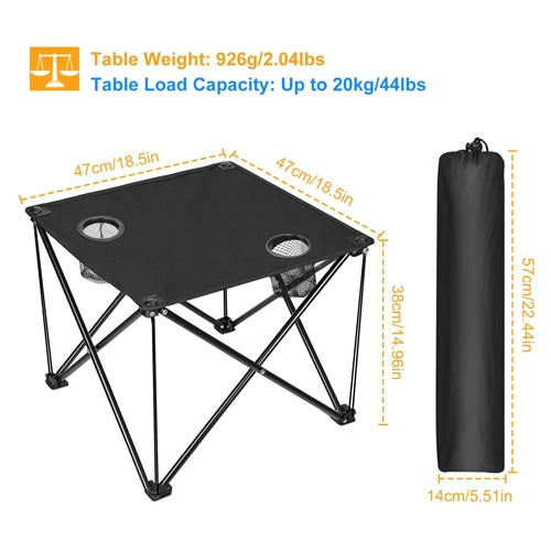 Foldable Travel Camping Table Portable Table Lightweight with Cup Holder & Carrying Bag