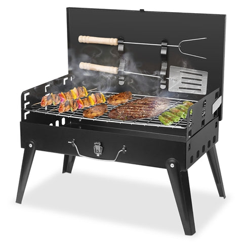 Small Portable Charcoal Grill Foldable BBQ Suitcase Grill For Outdoor Camping