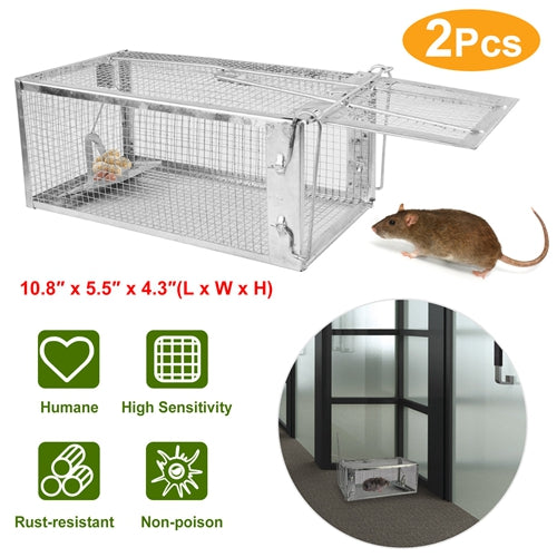 Small Rat Trap Cage Humane Live Rodent Trap Cage Metal Bait Catch