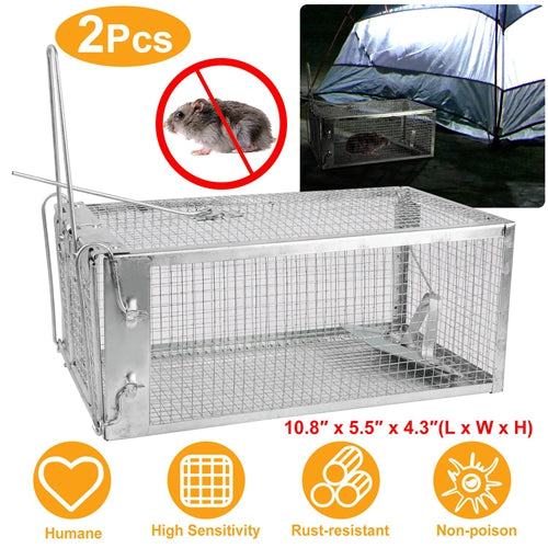 Small Rat Trap Cage Humane Live Rodent Trap Cage Metal Bait Catch