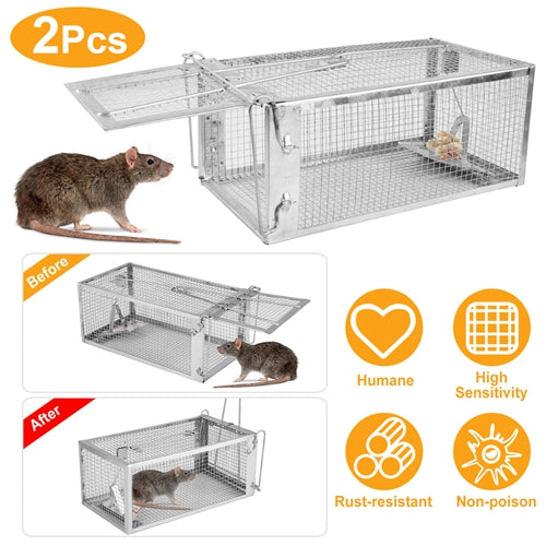 Small Rat Trap Cage Humane Live Rodent Trap Cage Metal Bait Catch